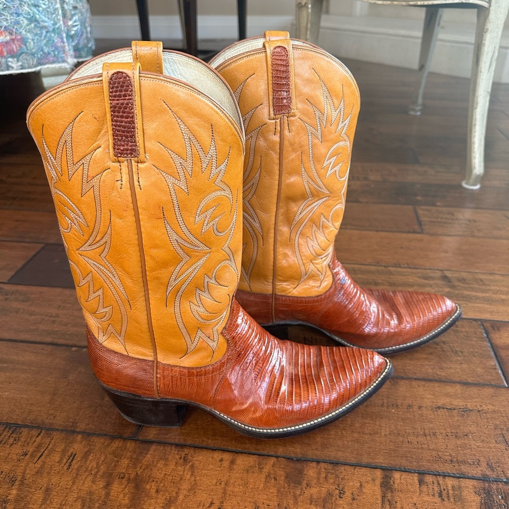 Dan Post Men’s Brown Lizard Skin Cowboy Boots Size 12 D